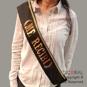 BANDA ME RECIBI METALIZADO ORO CON GUARDA x 5 UNIDADES